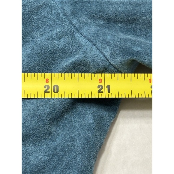 Vintage St Johns Bay Suede Jacket Womens L Blue Teal Blazer Button Front Coat - Picture 5 of 10